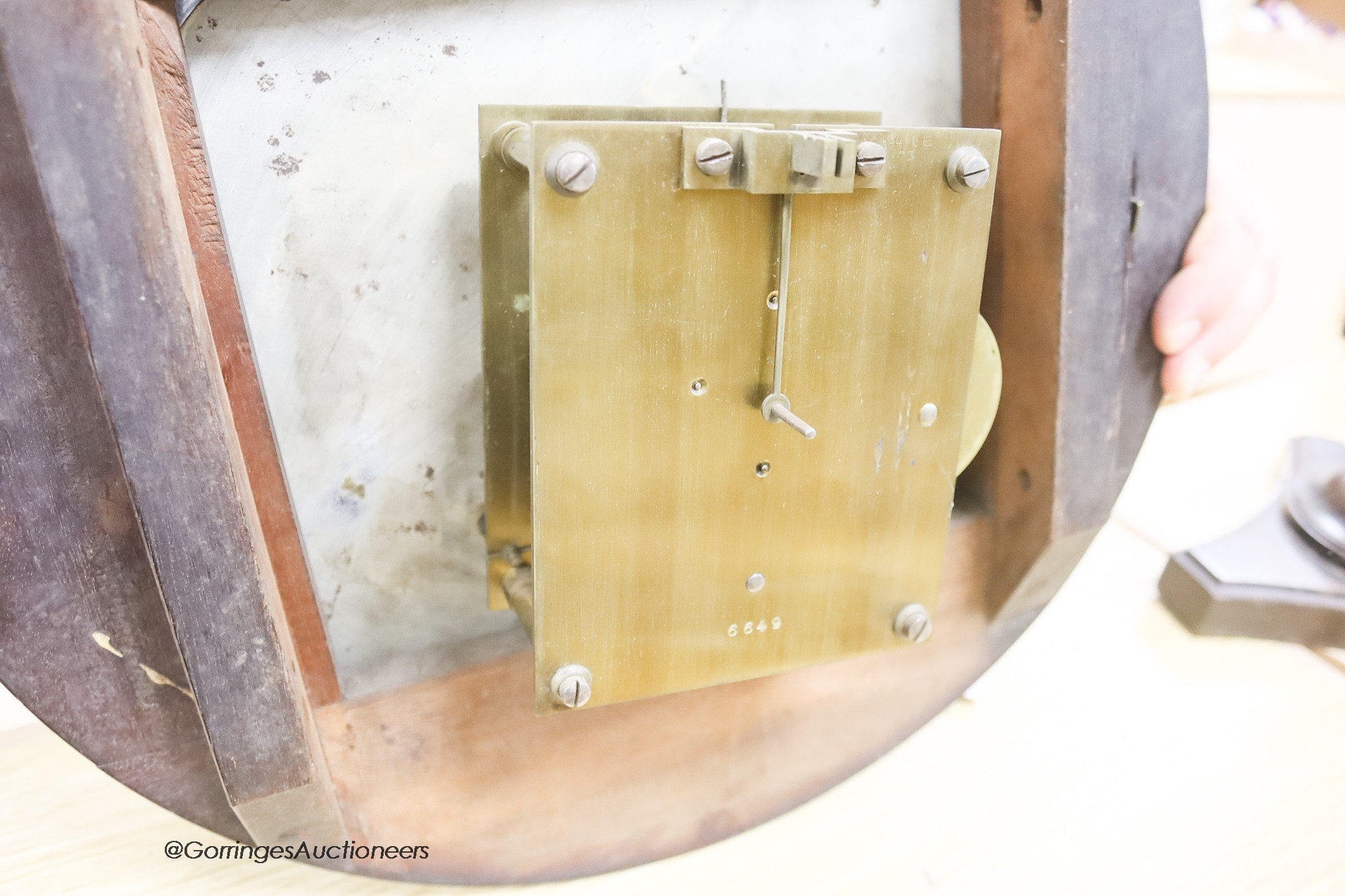 A G. Reed of Regent Street mahogany dial clock, diameter 50cm